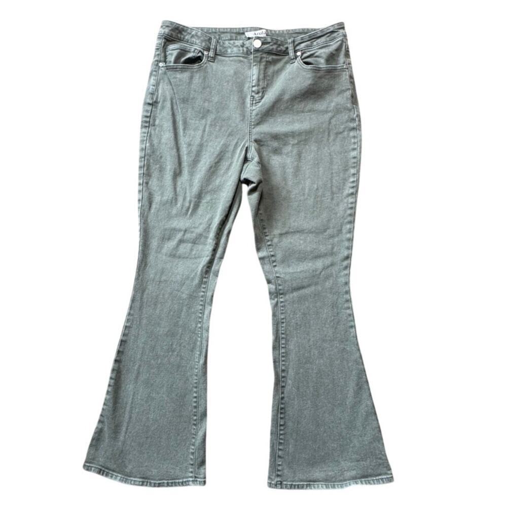 ARULA women's flare Jeans, size 14, stretchy & comfy, Green/Olive/Gray